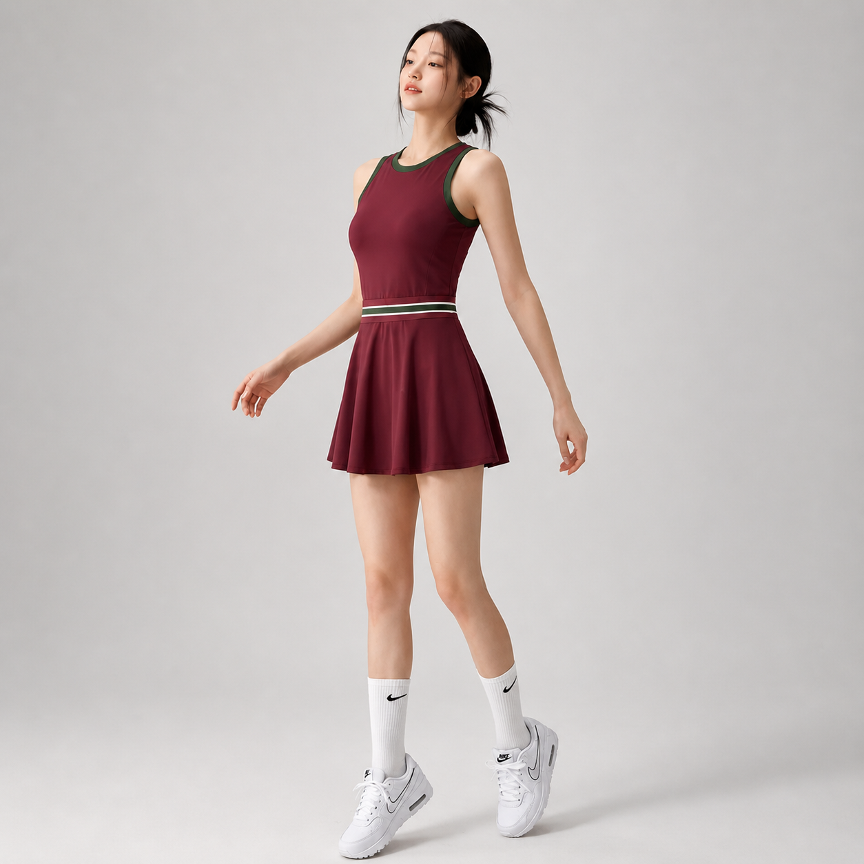 Modern women's tennis dress featuring a refined silhouette, breathable construction, and support made for active play.