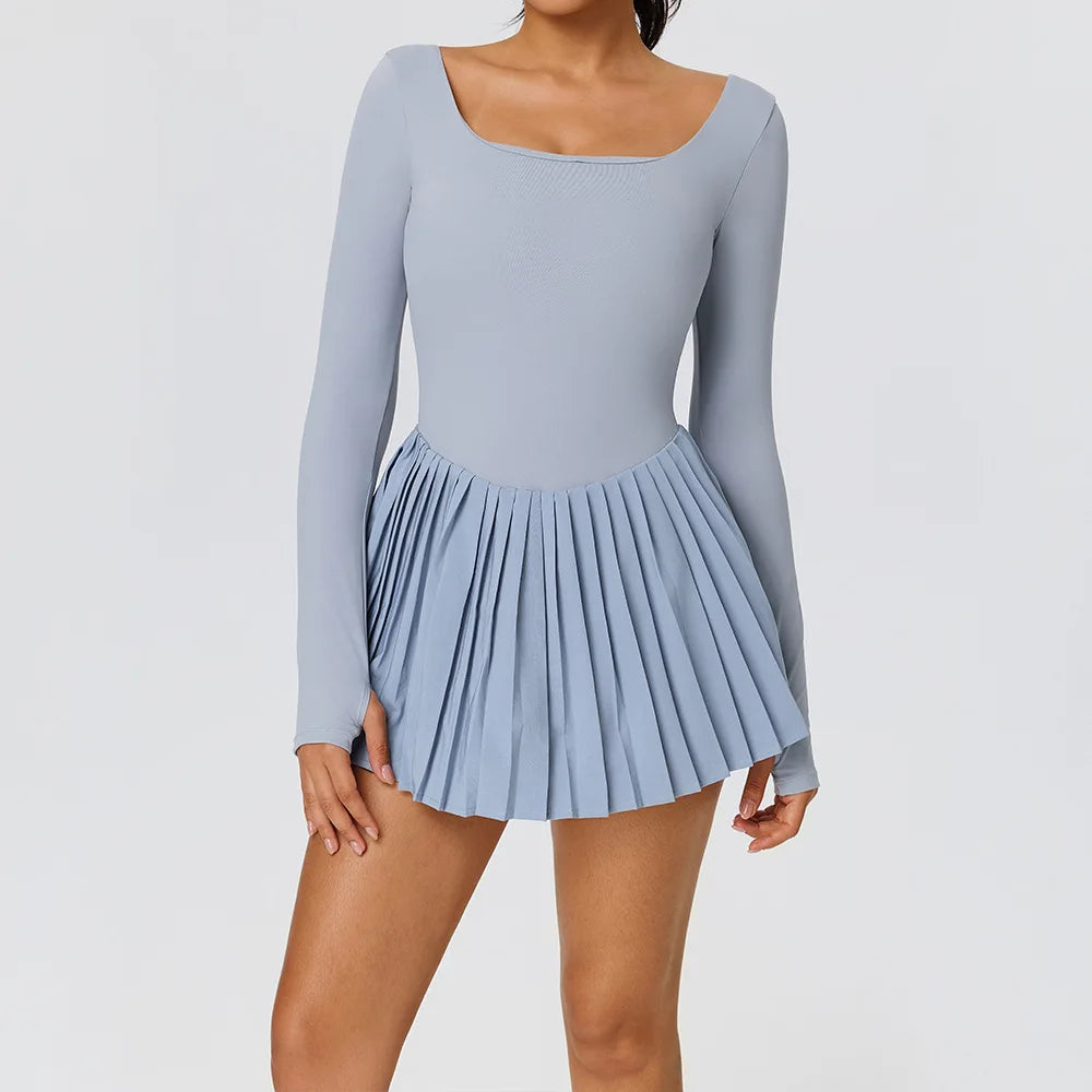 Women's premium court performance dress designed for tennis movement, breathable comfort, and elevated athletic lifestyle fashion.