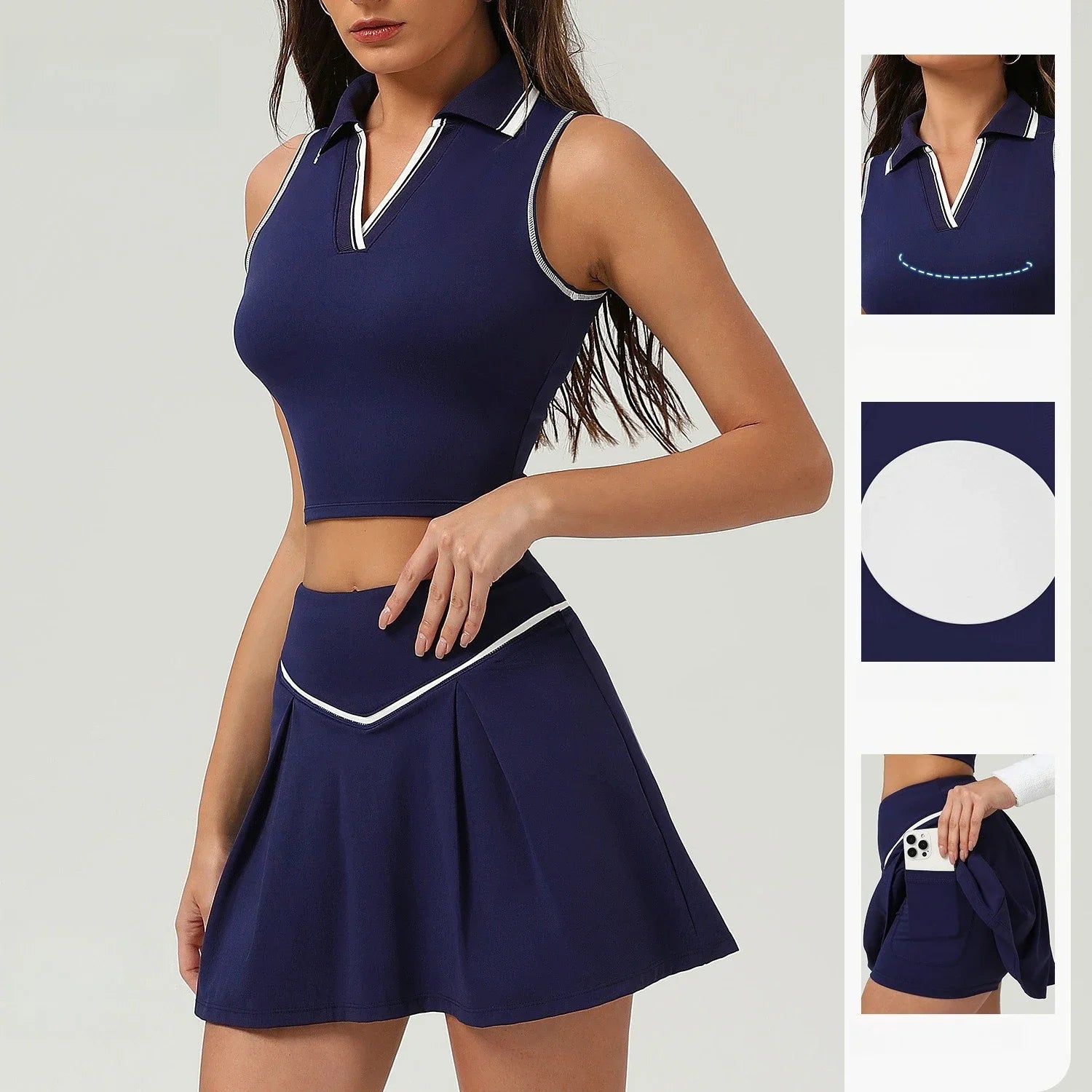 Contemporary women's tennis set crafted for confident play and elevated sporting style.