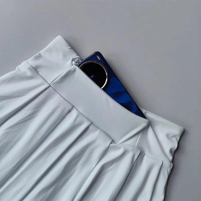High-quality women's tennis outfit showcased in an elegant clay court sports setting