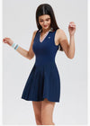 Premium women's tennis lifestyle apparel photographed on court with elegant athletic styling