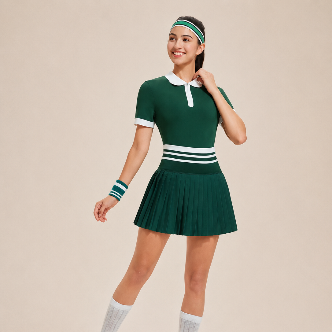 Elevated women’s tennis sport dress combining athletic practicality, premium comfort, and timeless tennis design.