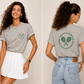 Gray women’s tennis t-shirt by Clayside with front chest logo and back graphic.