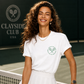 White Clayside tennis lifestyle shirt styled with a pleated tennis skirt.